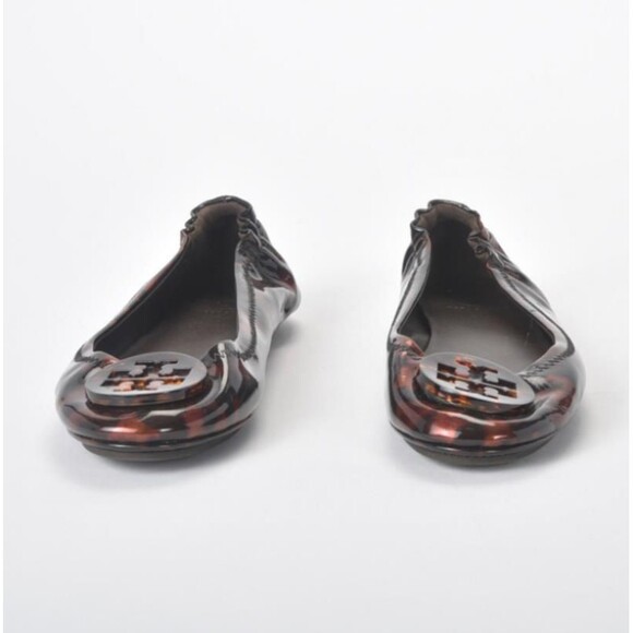 Tory Burch Leopard Print Patent Logo Round Toe Ballet Flat Size 6 - Picture 2 of 7